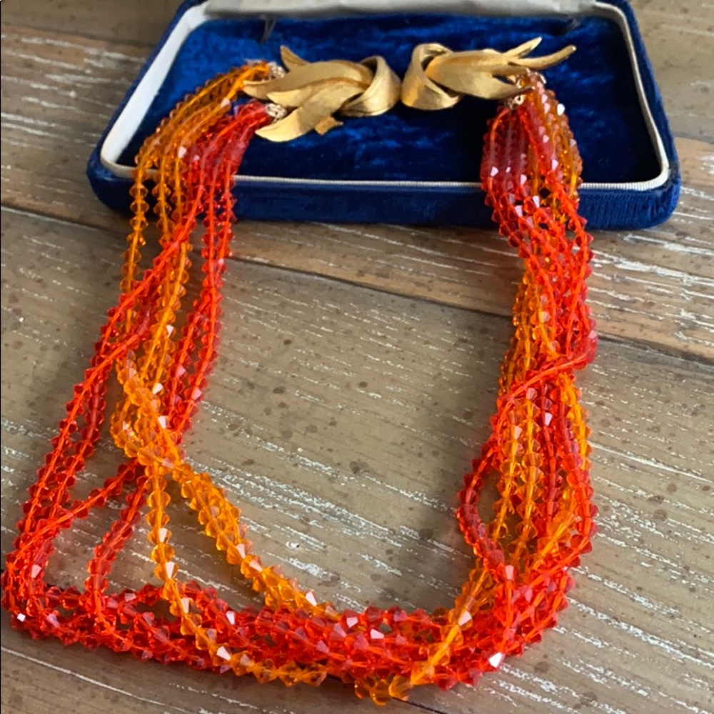 Vintage  crystal multi strand necklace
